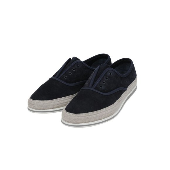 Prada Mens Espadrille Sneakers US8.5 UK7.5 Blue Grey Suede Slip On St Tropez - Picture 3 of 11